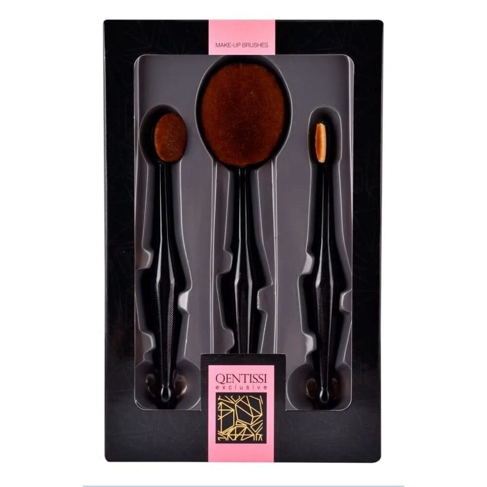 🧚🏻♀️ NIB Oentissi Oval Makeup Brush Set 3pc Foundation Contour Blend Kit - Picture 3 of 4